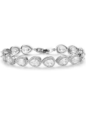 Elegant Teardrop Crystal Rhinestone Tennis Bracelet for Weddings & Prom Jewelry